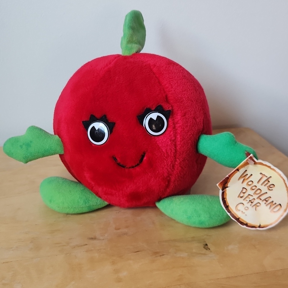NWT Woodland Bear Co. Plush Red Apple Stuffed Toy
